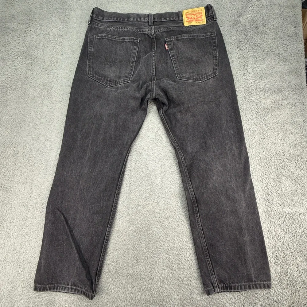 Levi's 505 Regular Fit Jeans Mens 36x29 Black Faded Straight Leg‎ Denim